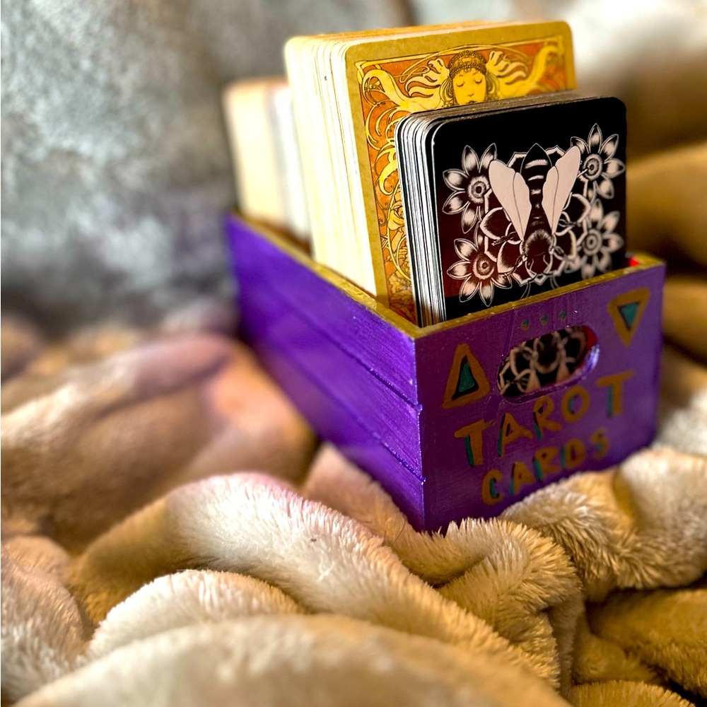 Tarot card box - card holder - hand painted